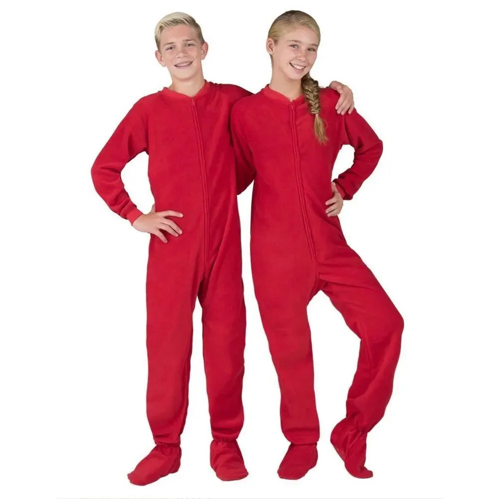 BRIGHT RED KIDS FLEECE ONESIE